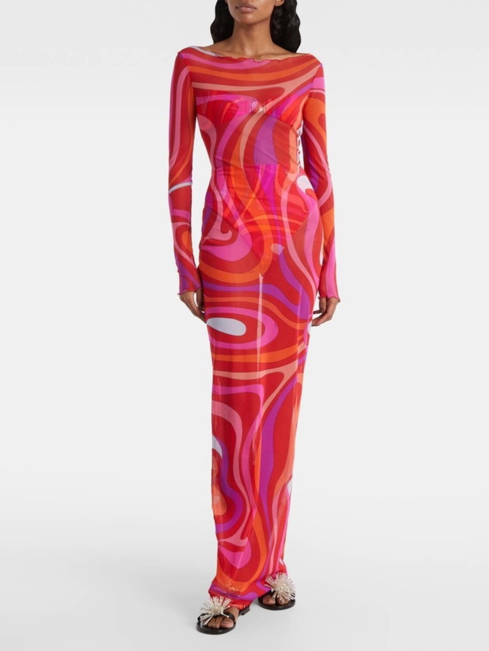 Pucci Marmo semi-sheer maxi dress - US L
